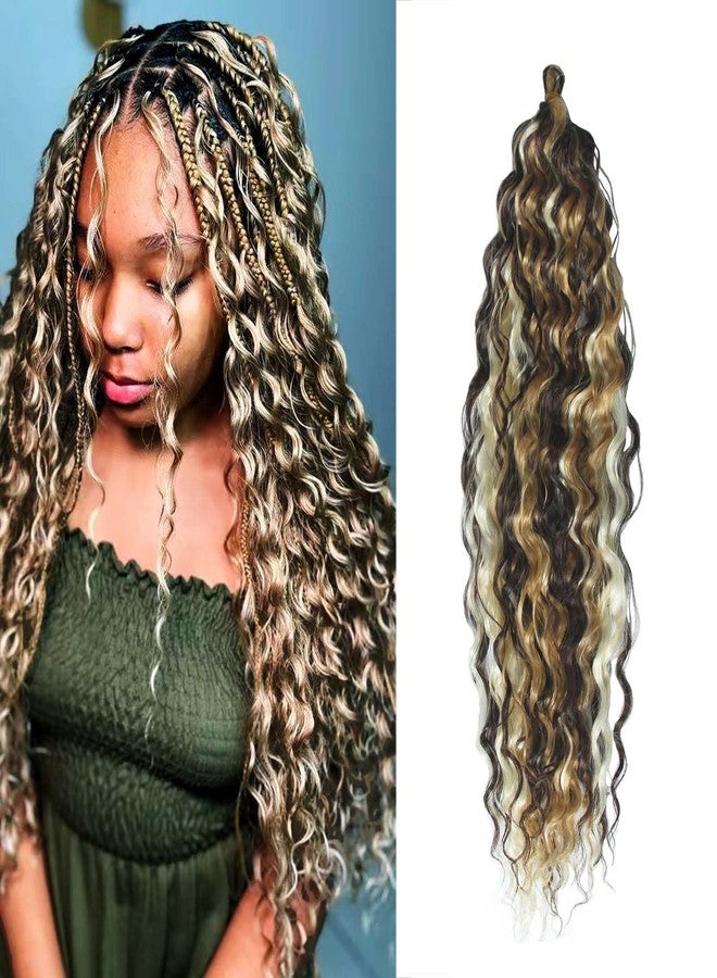 Dsoar Deep Twist Crochet Hair 22 Inch Highlight Deep Wave Curly Braiding Hair 3 Packs Water Wave Synthetic Hair Extensions for Women (4/27/613#) - Image 1